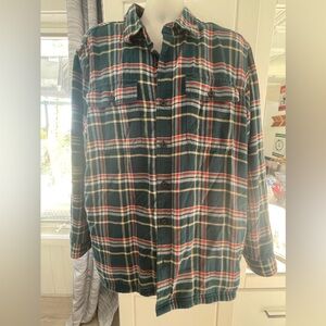 L.L. Bean traditional fit navy blue Sherpa fleece lined flannel shirt men’s XL